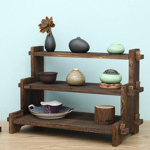 桌面博古架茶架子茶杯架实木收纳架棚架置物架茶壶杯托杯垫多宝格