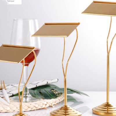 创意不锈钢台号牌酒店明档菜品支架自助餐菜牌展示架桌号牌台卡架