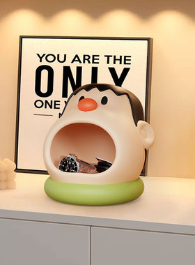 胖虎玄关钥匙收纳摆件电视柜酒柜台面装饰品办R公室工位桌面储物