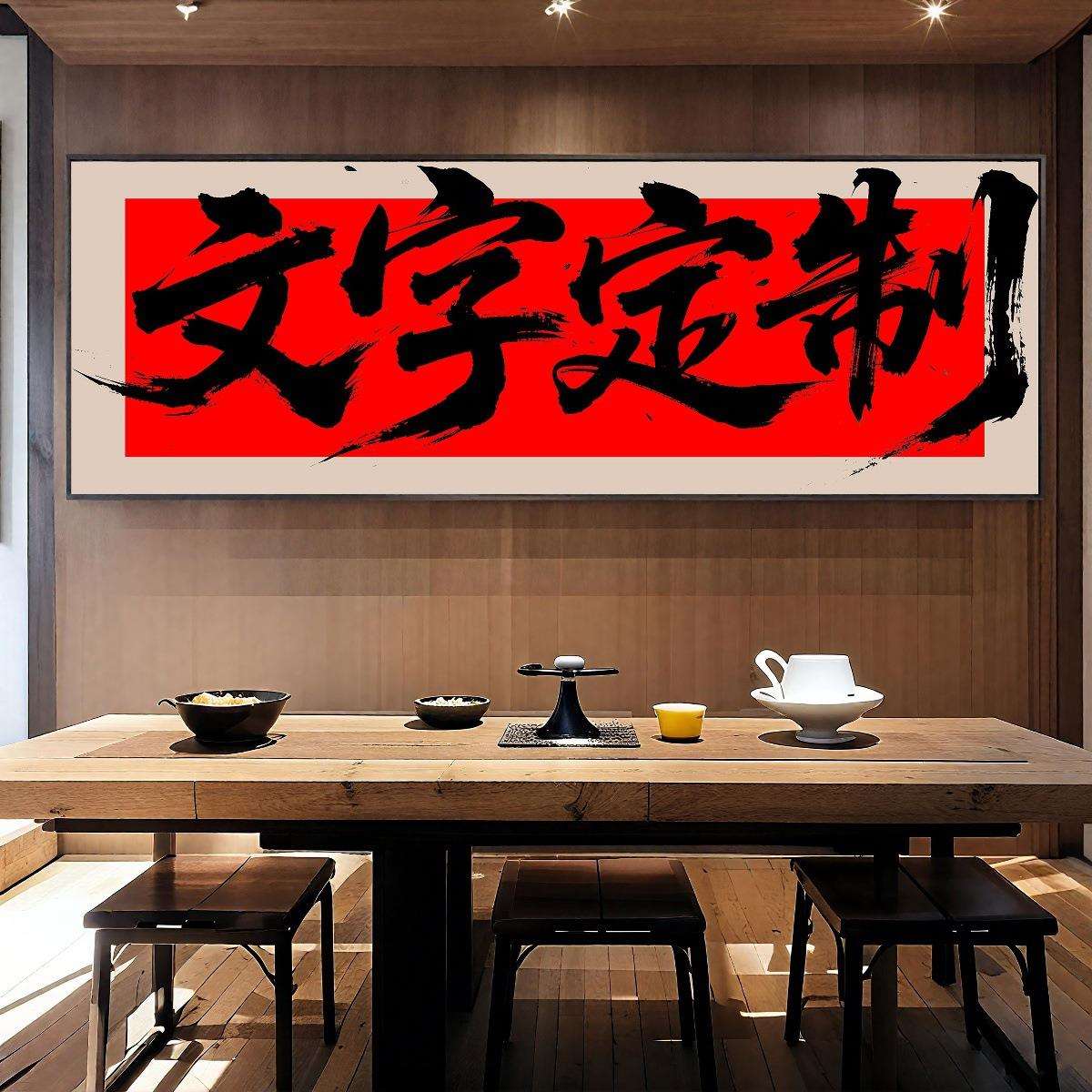 书法字画办公室字画牌匾毛笔字壁画茶室背景画客厅挂画字