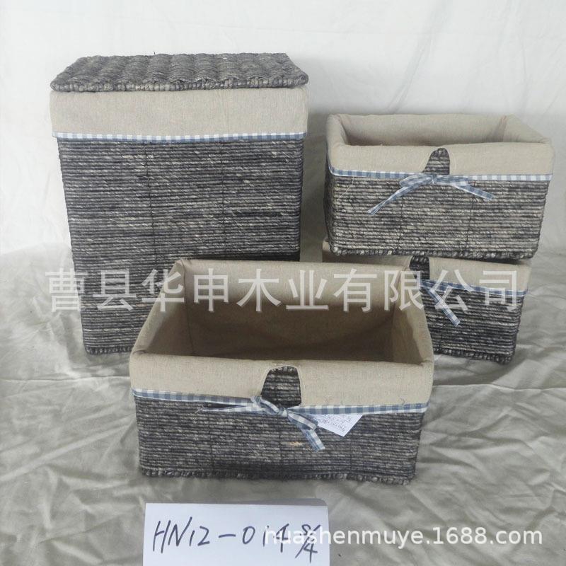手工海草编 草编杂物桌面洗漱卫生整理置物收纳篮筐 衣服存放框