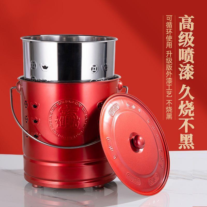 烧金桶纯不锈钢家用无烟特厚清明烧钱纸炉火盆金炉桶加厚耐烧防烫