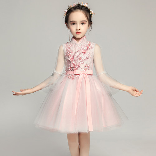 女童礼服公主裙中国风儿童生日婚纱钢琴演出服蓬蓬裙花童裙子洋气