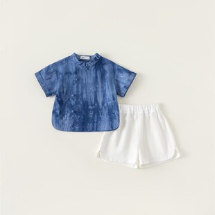 宥宝童装男童套装短袖夏季童装儿童衣服中国风两件套XT83074