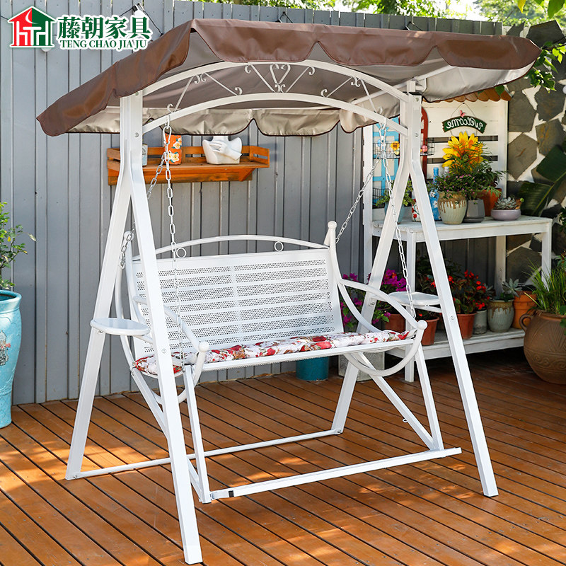 藤朝户外双人秋千铁艺摇椅庭院阳台花园院子秋千椅室外家用吊椅