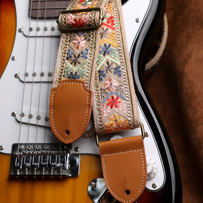 重工多彩刺绣加厚加棉o电吉他背带电贝斯肩带民谣木吉他古典通用