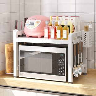 可伸缩厨房置物架微波炉架子台面桌面烤箱支架家用电饭煲收纳架