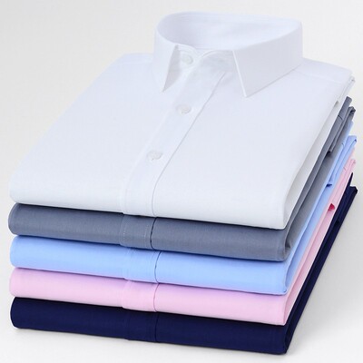 2021无口袋男士抗皱竹纤维透气光滑免烫长袖衬衫修身微弹力没有兜