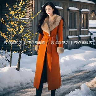 大毛领中长款高端毛呢大衣秋冬新款女修身显瘦气质高级感呢子外套