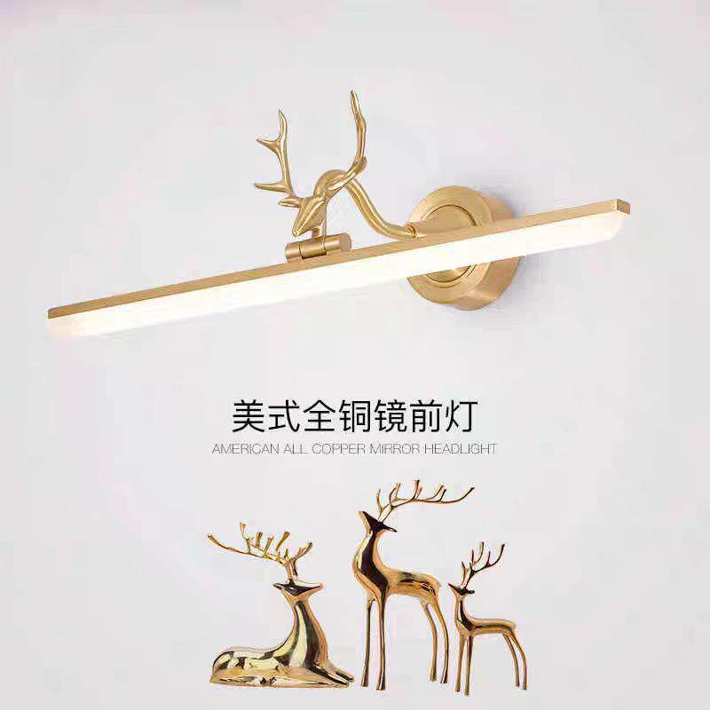 美式全铜镜前灯led浴室卫生间卧室简约现代镜画灯镜柜展示铜壁灯