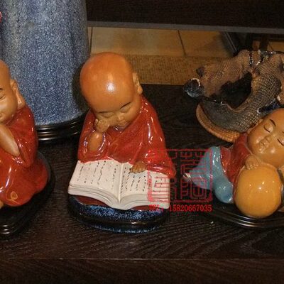陶瓷工艺品 石湾公仔 三个和尚  一休