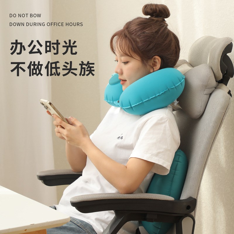 【下单立减50】植绒可折叠午睡护脖旅行便捷按O压u形枕护颈枕YZ07