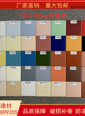 外墙方块砖 室外乡村幼儿园彩色瓷砖 天兰钴蓝大红色100Z100瓷