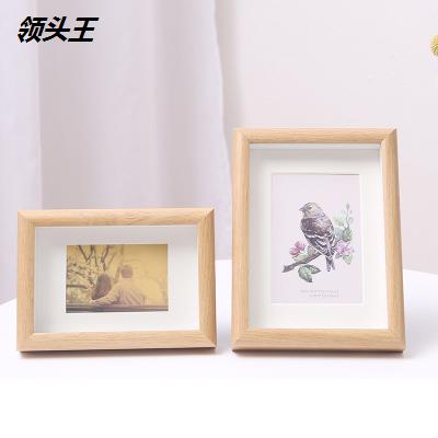 欧式5678A4寸摆台相框复古原木橡木色照片墙横竖V摆挂墙创意画框