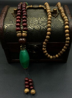 中国风男t恤复古民族风项链挂件男女佛珠挂链吊坠衣服挂坠装饰品