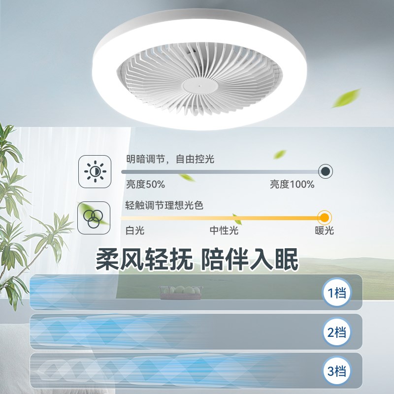 E27螺口小型风扇灯吊灯一体灯遥控厨房节能led家用卧室吸顶灯