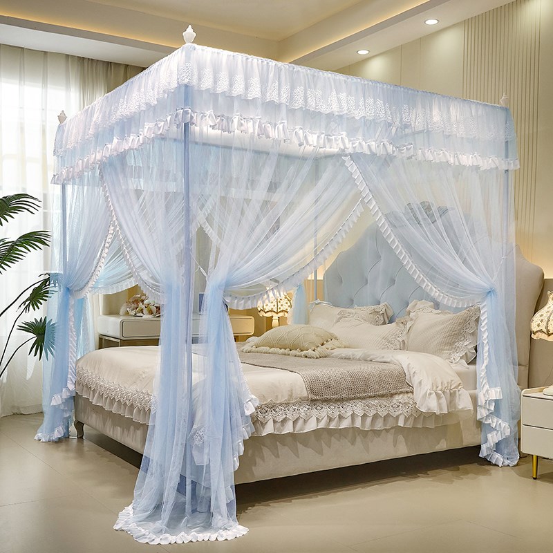 2025新款花边宫廷落地蚊帐A类加密公主风三开门防尘卧室家用纹账