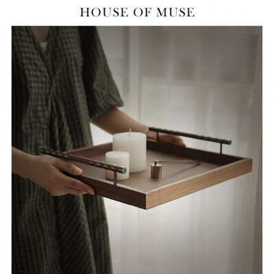 缪斯家复古高端皮革香薰蜡烛托盘摆件装饰盘储物收纳盘桌面置物盘