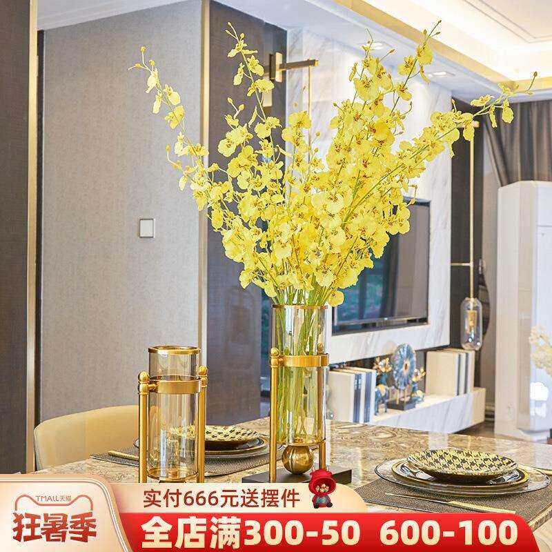 欧式样板房玻璃花瓶摆件美式客厅插花干花餐桌奢华创意家居装饰品