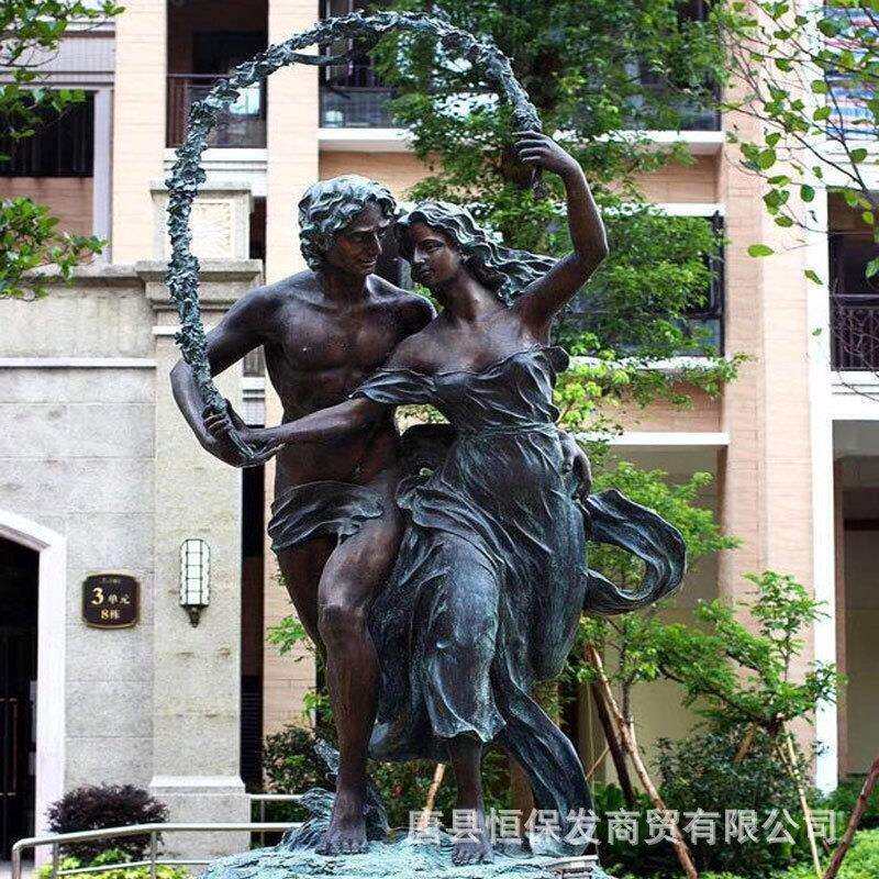 厂家生产美女铜像铸铜人物雕塑摆件欧式天使人物铜雕像