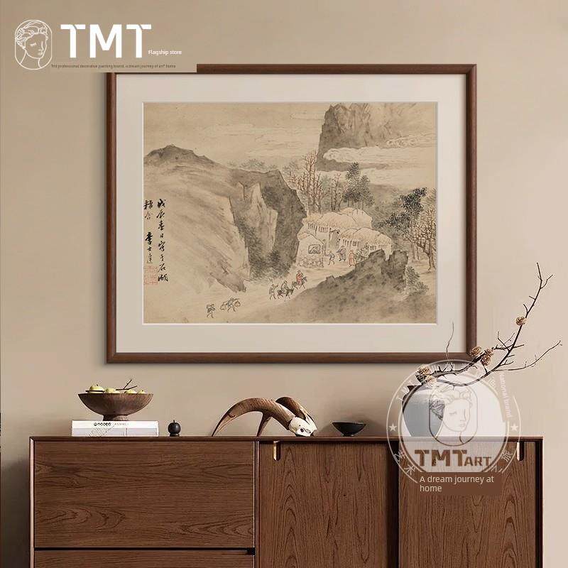 新中国风水墨山水客厅装饰画东方美学入口茶室挂画卧室书房壁画