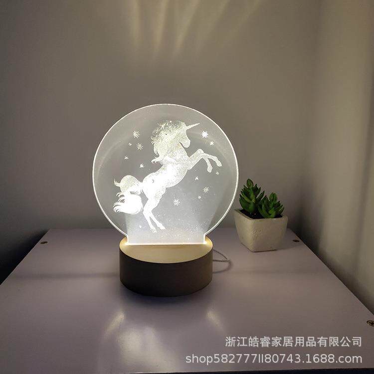 后现代简约亚克力灯骏马麋鹿水母图案卧室客厅摆放浪漫氛围小夜灯