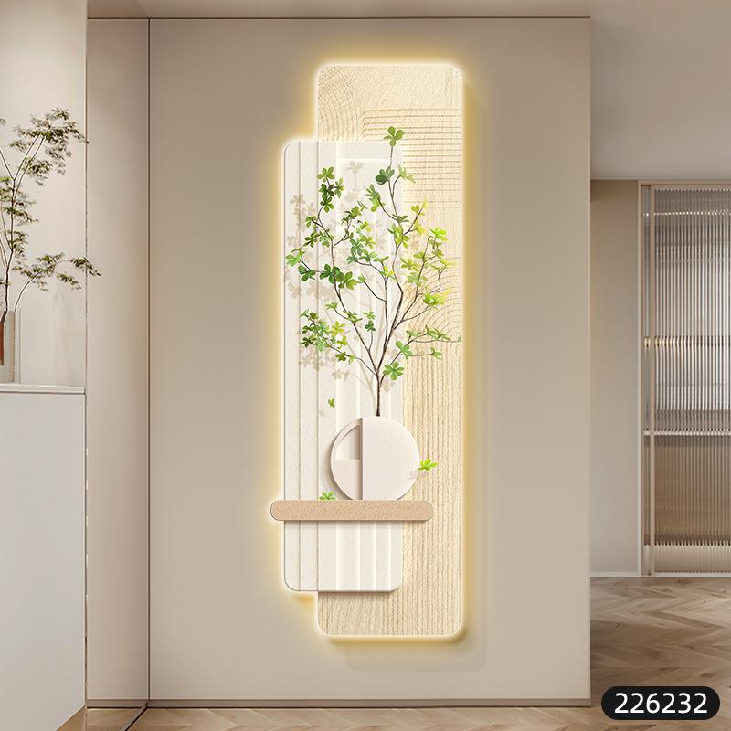 进门走廊过道灯画现代简约绿植玄关装饰画壁灯正对门立体感墙壁画