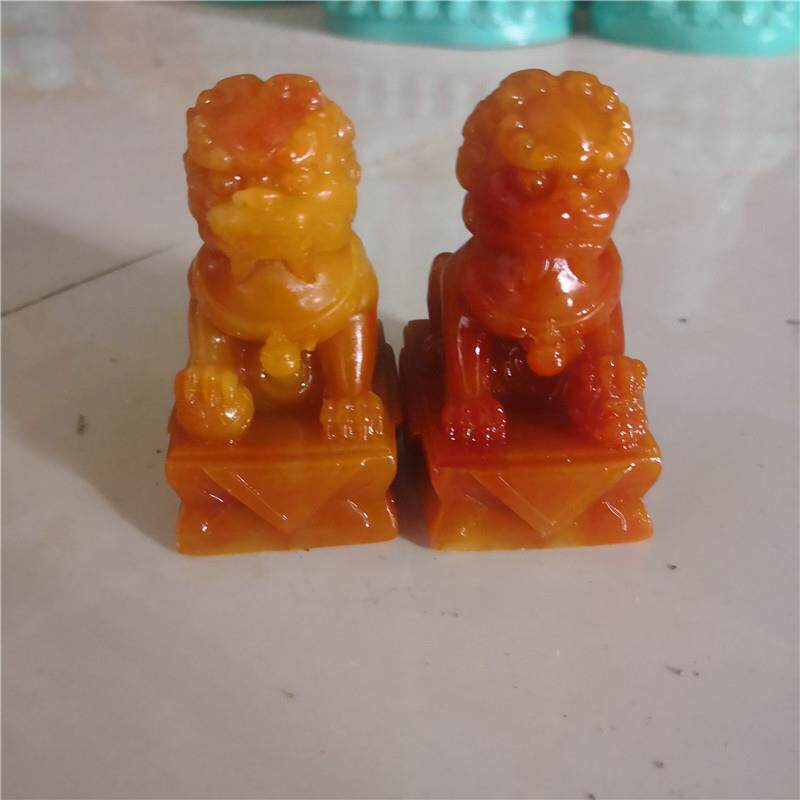 货源直销仿寿山石狮子树脂工艺品摆件芙蓉石原石观赏奇石狮子摆件