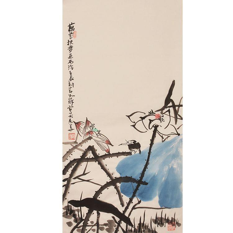 名画家崔如琢纯手绘装饰画国画水墨画荷花画客厅画玄关画壁画中式