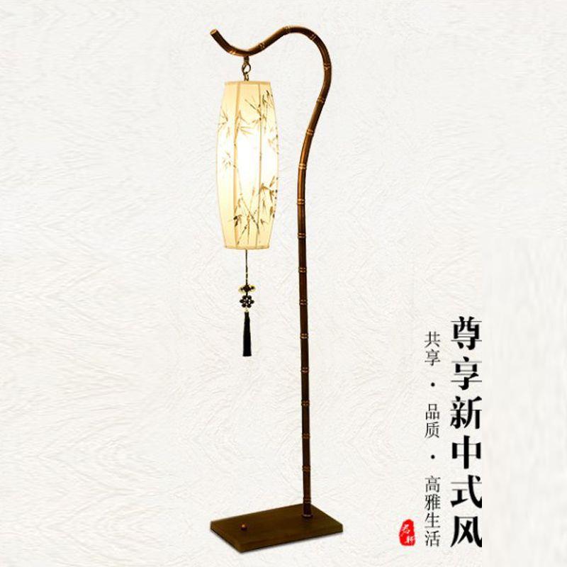 手绘新中式落地灯仿古酒店茶楼立式现代复古铁艺书房卧室落地台灯
