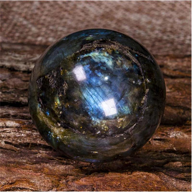 厂家直销天然水晶球 天然拉长石球摆件 灰月光石原石摆件