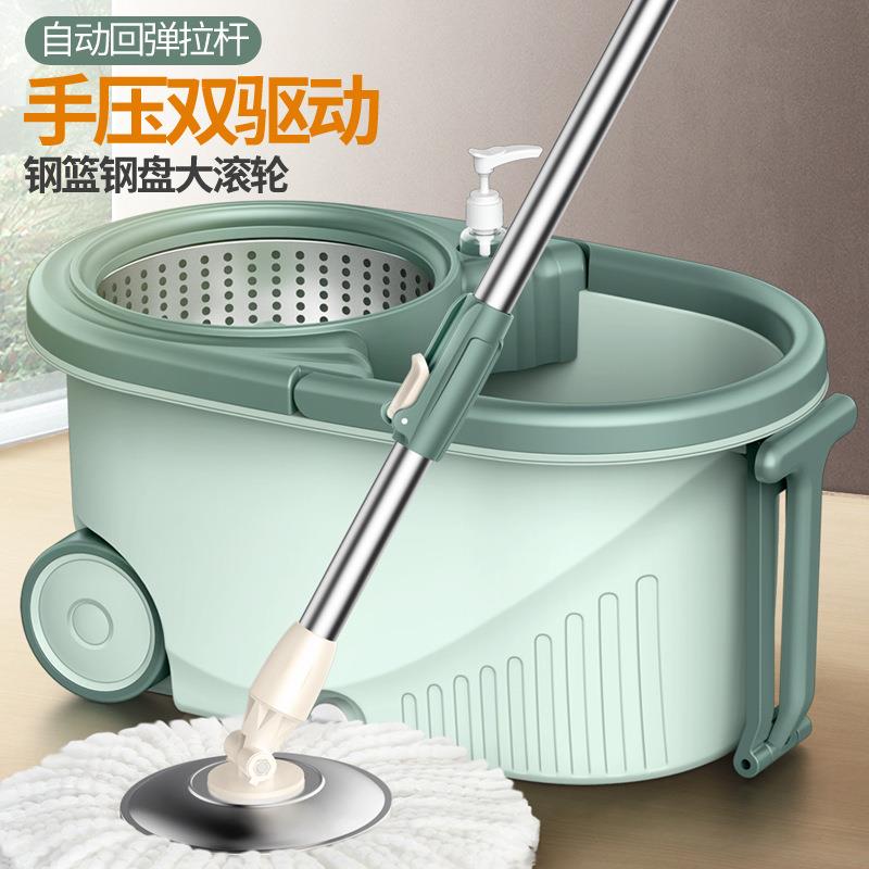 拖把杆旋转通用免手洗拖把桶干湿两用拖地神器自动甩水懒人拖把布