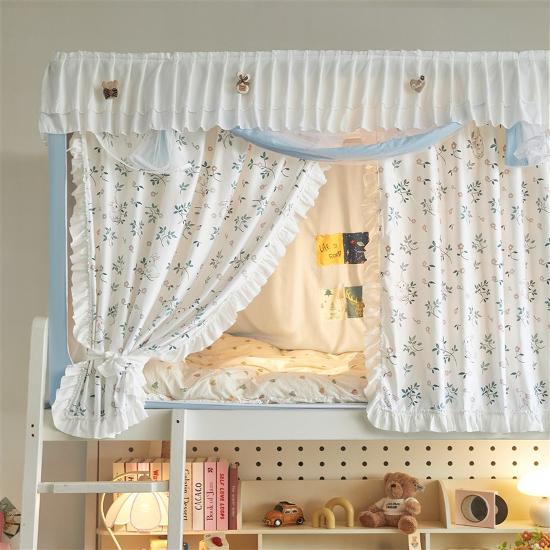 2025新款小i碎花学生宿舍蚊帐全底加高强遮光床帘床幔寝室0.9m上