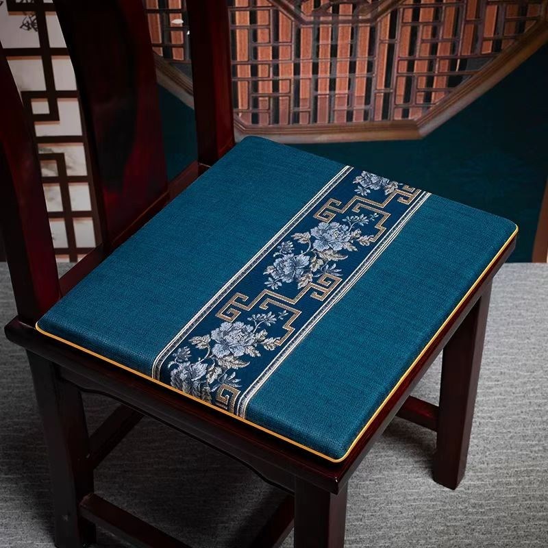 家用防滑坐垫加j厚中式茶椅屁垫简约桌椅垫棉麻通用红木椅官帽
