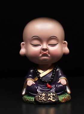 小沙弥车载摇头摆件一禅淡定新款汽车饰品一休淡定点Y头小和尚禅