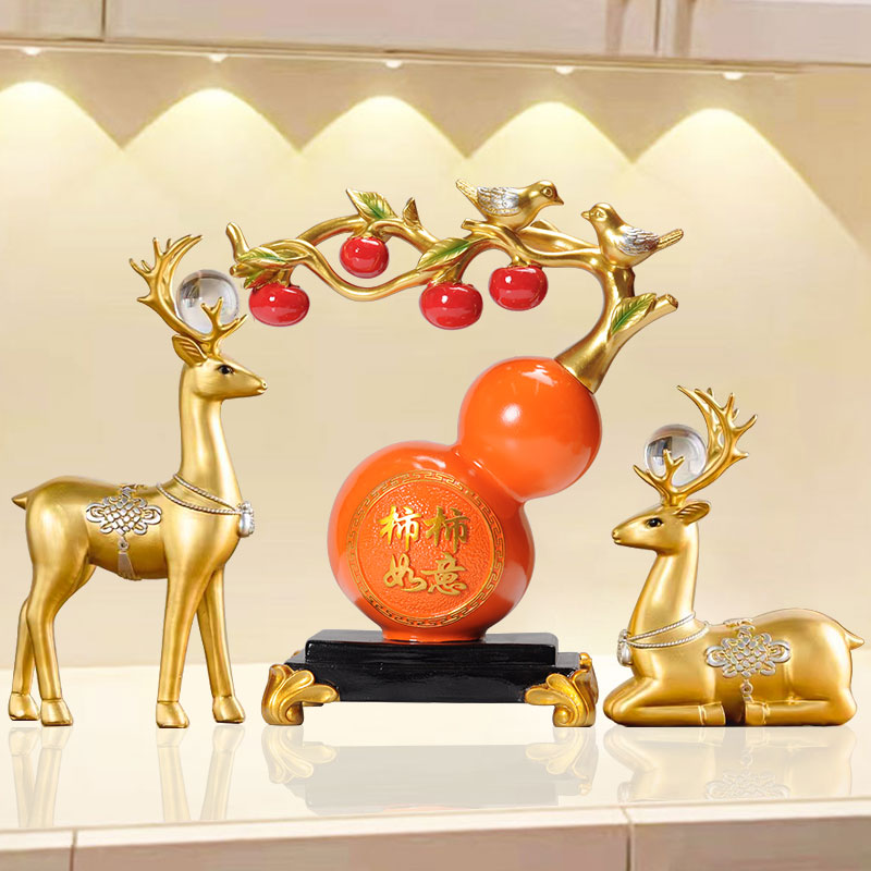 新中式如意葫芦桌面玄关摆件创意客厅酒柜书O房装饰品新房乔迁礼