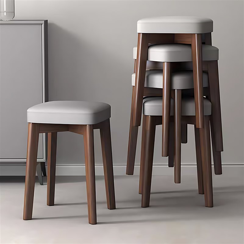 实木凳子家用结实耐用可r叠放加厚久坐不累高级餐饮店铺用软包方