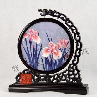 双面绣工艺屏风 手工刺绣屏风双面古风居家装饰台屏工艺绣品摆件