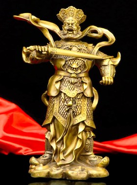 黄铜四大天王佛像摆件四大金刚持国广目增长多闻天王护法神像一套