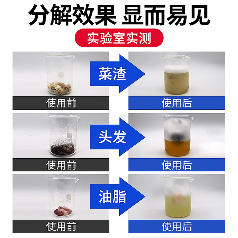 管道疏通剂强力溶解除臭厨房地漏网红通厕所马桶堵塞通下水道神器