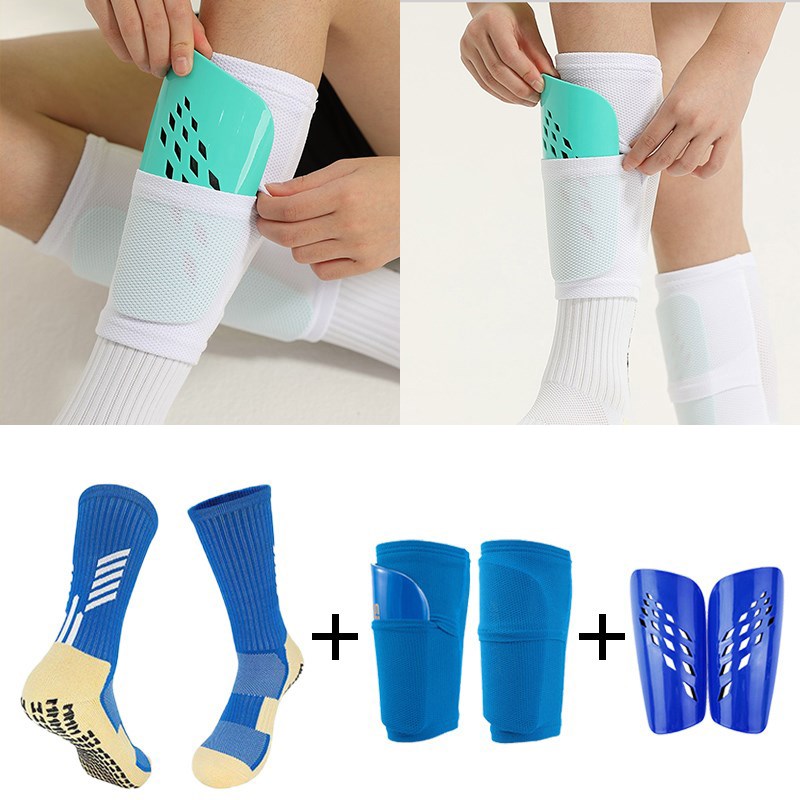 中筒防滑足球袜新款双层口袋包裹板套成人儿童款配硬质菱形插板