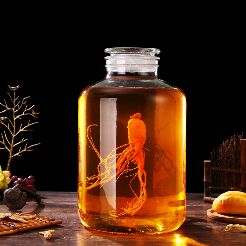 加厚泡药酒瓶广口磨砂瓶无铅玻璃泡酒瓶大容量自酿葡萄酒瓶