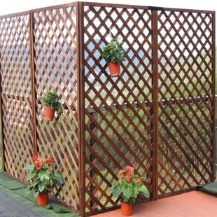 防腐木栅栏木网格爬藤架户外花园庭院围栏护栏篱笆网阳台花架隔断