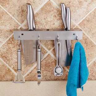 304不锈钢刀架壁挂式免打孔厨具餐具两用