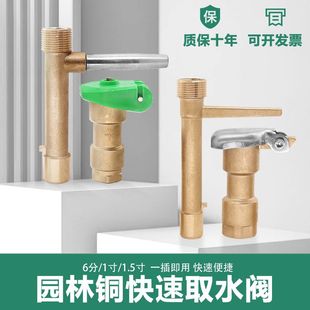 园林绿化铜快速取水阀地插取水器接头草坪洒水栓钥匙杆6分1寸DN25