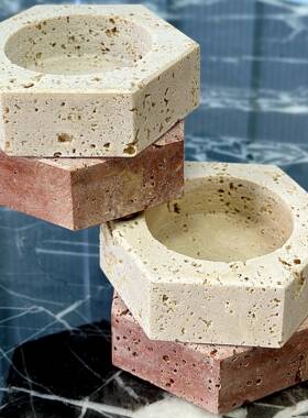 大理石candle香水底座holder烛台陈列支架岩石展示台红洞石头配件