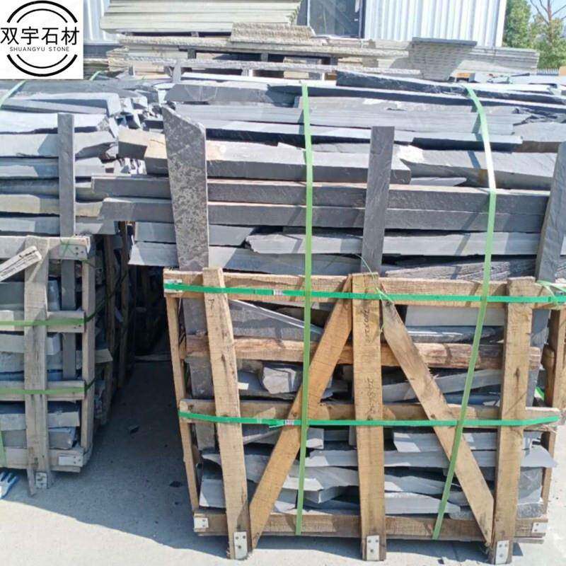 青石板乱条庭院花园花池壁炉垒墙石不规则乱边毛边条青石板岩