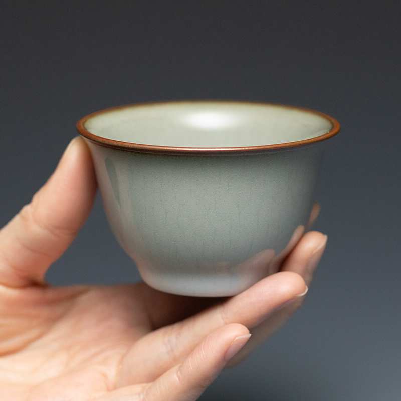 博物馆仿宋官窑主人杯单杯手工厚釉茶杯陶瓷品茗杯开片铁胎