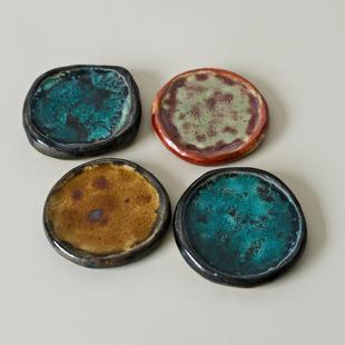 S588【三生器物】新品湖水蓝壶承杯垫志野建水