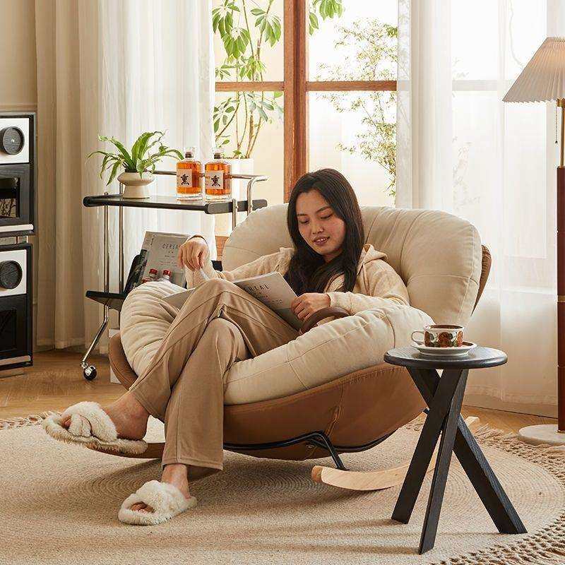 阳台摇风网红单人懒人沙发客厅轻奢休闲躺椅卧室摇椅成人奶油家用